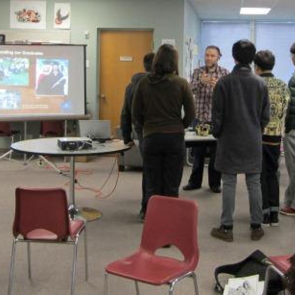Discovery Days with Dave Grade 10 visitors chat one-on-one with Dave. 25 Feb 2014.