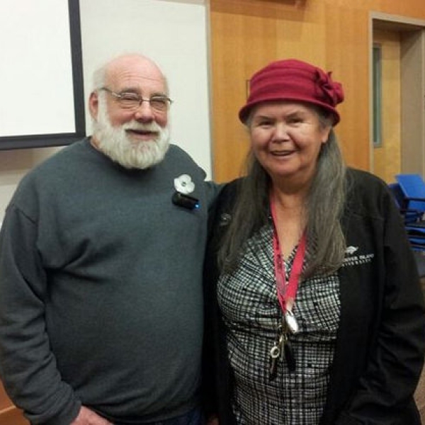 Philomena Williams, Elder-in-residence, with Jeff Halper, guest speaker