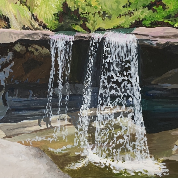 Out Toward Sooke: acryla-gouache on paper, 2022