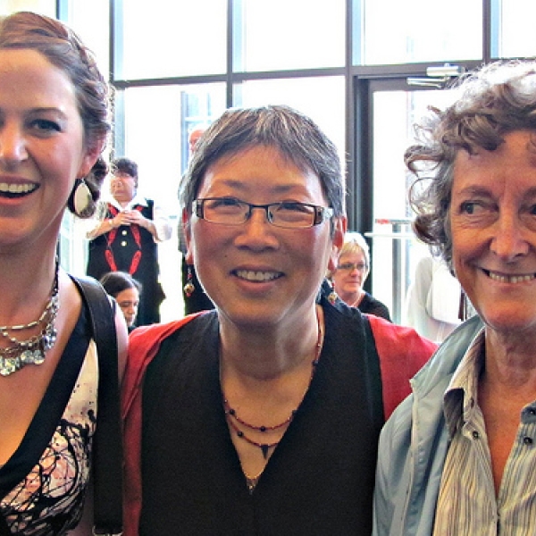 Toni, Imogene, & Gay Happy student; happy faculty! Reception at Vancouver Island Conference Centre.