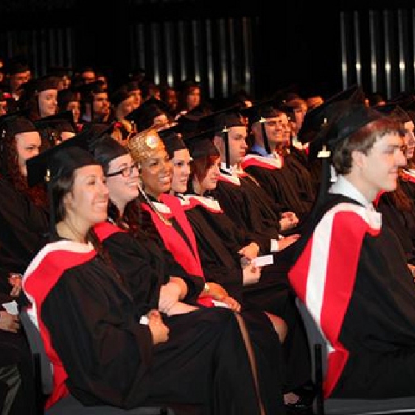 Desiree, third one in, and Nicole, fifth one in. Photo courtesy of VIU staff photographer.