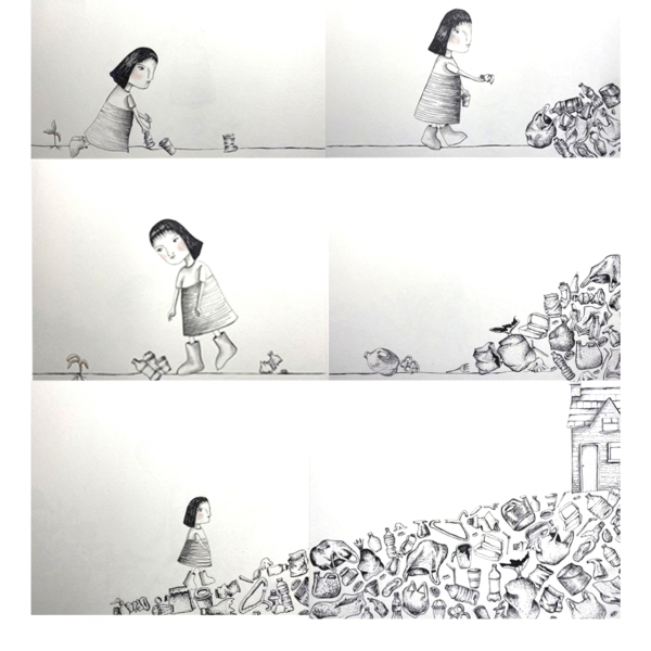 Stella Chandra, ink on paper, Advanced Studio