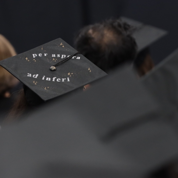 Per aspera Ad inferi on Brooklyn's mortar board. June 22, 2023.