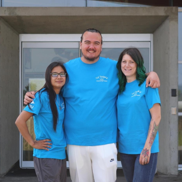 VIU summer camp leaders for indigenous youth; Karlee and Amber (l and r) are recent Anthropology graduates. VIU summer camp leaders