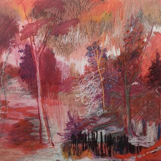 Urban Park Walk: oil pastel on paper, 2020