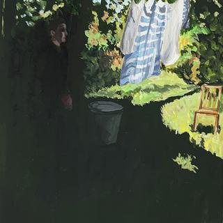 Finding Someone in My Backyard: acryla-gouache on paper,  2021