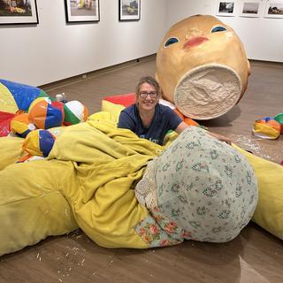 the artist during installation