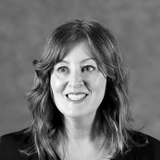 Black and white photo of Nancy Page, VIU Graphic Design Professor.