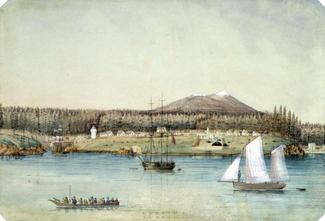"Nanaimo". Watercolour by Edward Parker Bedwell. Image courtesy Royal BC Museum/BC Archives/PDP-02614.